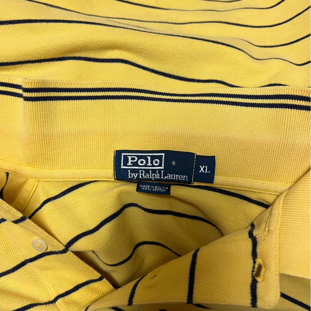 Polo by Ralph Lauren Yellow and Navy Striped Polo Shirt - Picture 11 of 13